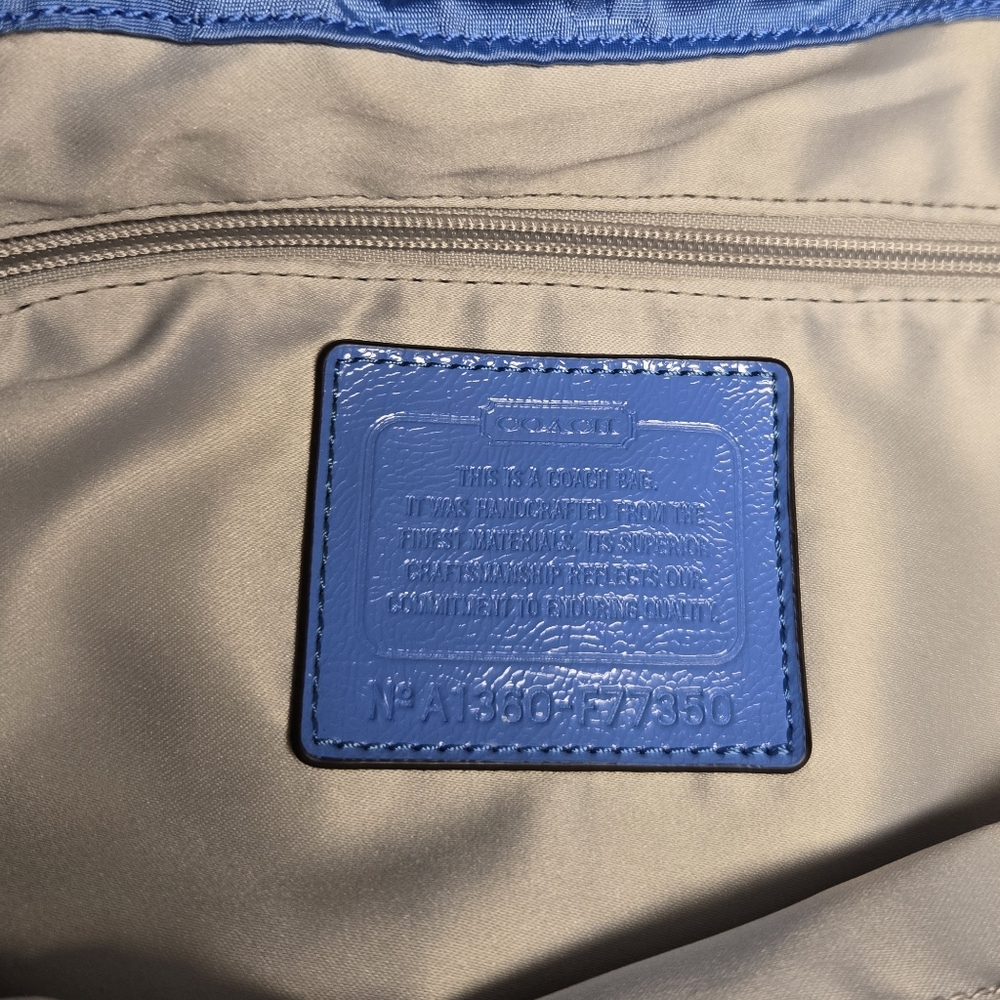 Coach Light Blue Signature Nylon Drawstring Backpack - Picture 7 of 16